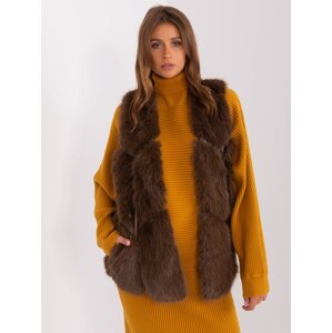 Dark brown fur vest with pockets
