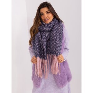 Navy blue and pink fringed scarf