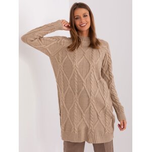 Dark beige sweater with cables