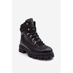 Women's insulated lace-up ankle boots Black Big Star