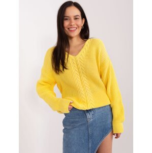 Yellow women's classic neckline sweater
