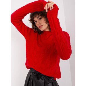 Red Classic Sweater with Cables
