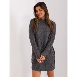 Dark gray knitted dress with handbags