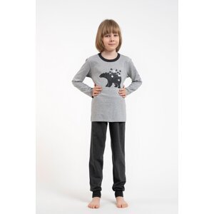 Boys' pyjamas Morten, long sleeves, long trousers - melange/dark melange
