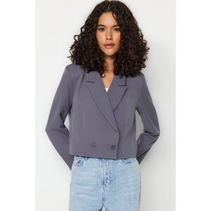 Trendyol Anthracite Double Breasted Blazer Jacket with Closure