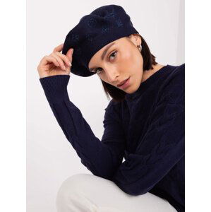 Navy blue women's beret with rhinestones