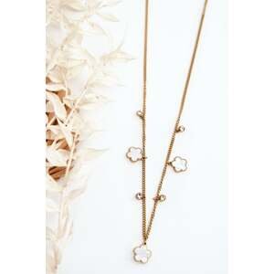 Women's gold chain with white flowers