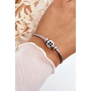Women's Steel Bracelet with Silver Clover
