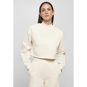 Ladies Cropped Oversized Sweat High Neck Crew whitesand