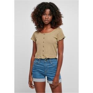 Women's T-shirt in khaki color with button fastening