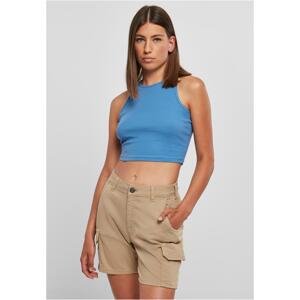 Women's top with cropped ribs horizon blue