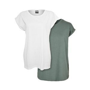 Women's T-shirt with extended shoulder 2-pack white+pale