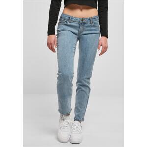 Women's Straight Denim Bottoms with Low Waist - Blue