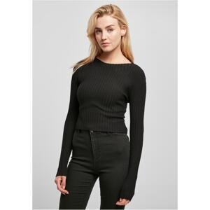 Women's sweater with short rib knit - black