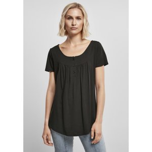 Women's T-shirt with viscose button in black