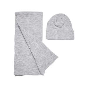 Recycled base set of hat and scarf in heather grey