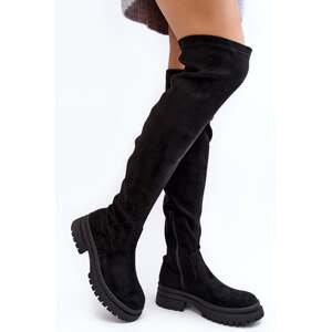 Women's Over-the-Knee Flat Boots - Black Silune