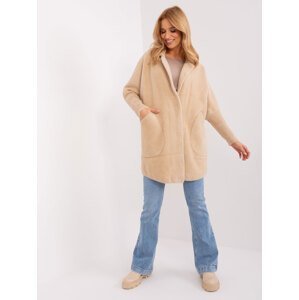 Light beige women's alpaca coat with wool