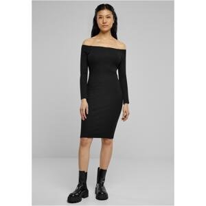 Women's dress with long sleeves and ribs black