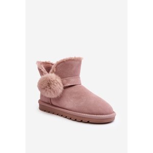 Women's suede snow boots with cutouts, pink Eraclio