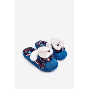 Children's slippers with thick soles with teddy bear, blue, Dasca