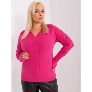 Dark pink plus-size sweater with long sleeves