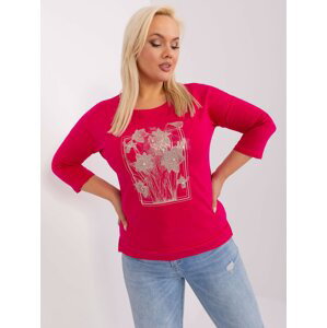 Fuchsia women's blouse plus size with print