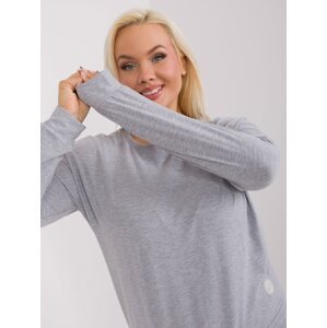 Taller size cotton blouse in melange gray