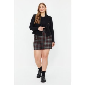 Trendyol Curve Black Plaid / Checkered Tweed Woven Skirt