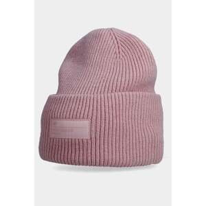 Women's winter hat with 4F logo light pink