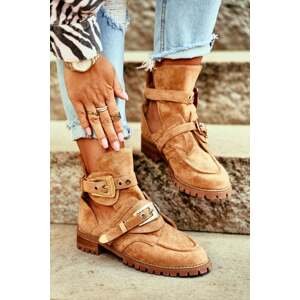 Women's Lu Boo Ankle Boots Suede Camel Rock Girl Cutout