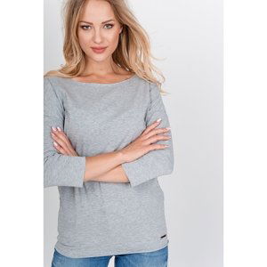 Elegant women's blouse with 3/4 sleeves - gray,