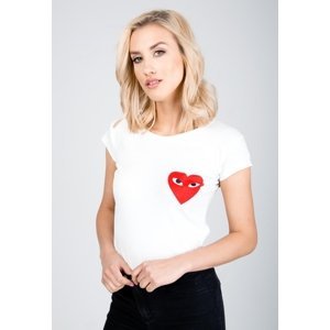 Women's T-shirt with red heart and eyes - white,