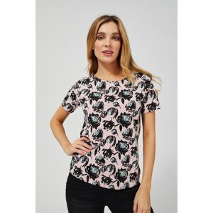 Cotton blouse with print - pink