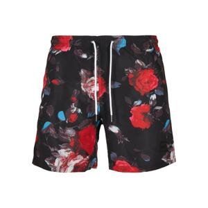Swimsuit pattern shorts black rose aop