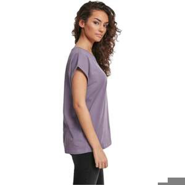 Women's T-shirt with extended shoulder powder purple