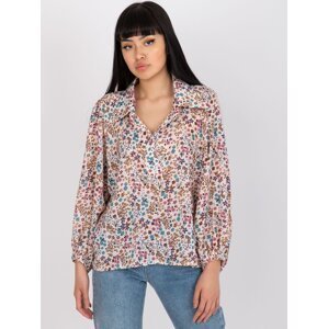 Airy beige blouse with floral print ZULUNA