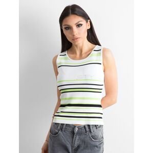 White and green striped top