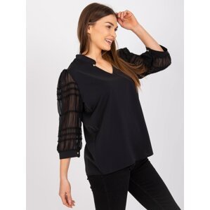 Black formal blouse with 3/4 sleeves