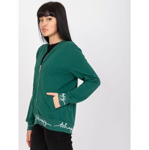 Women's dark green cotton sweatshirt type bomber