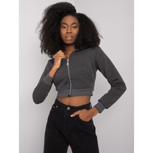 Dark Grey Melange Short Zipper Sweatshirt Ann RUE PARIS