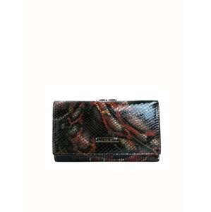 Women's leather wallet in black and red