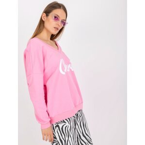 Pink and white sweatshirt with free-form print