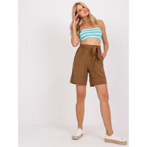 Brown casual cotton shorts with pockets OCH BELLA