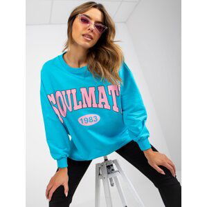 Blue-pink wide hoodie with long sleeves