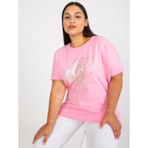 Pink cotton t-shirt of larger size loose fit