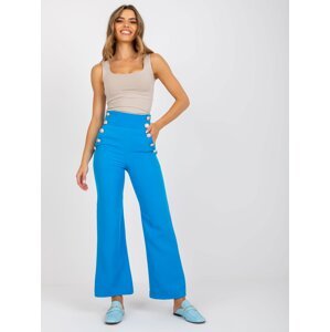 Blue fabric trousers with wide legs