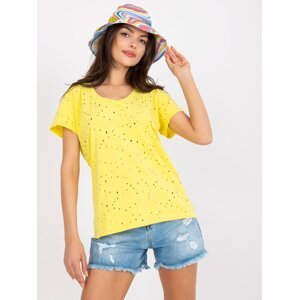 Yellow monochrome T-shirt with holes