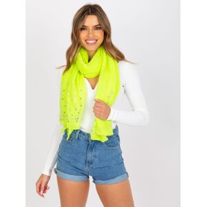 Fluo yellow airy scarf with application of rhinestones