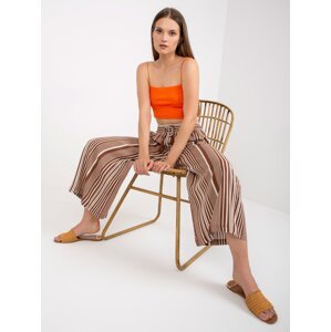 Brown wide trousers made of striped fabric SUBLEVEL
